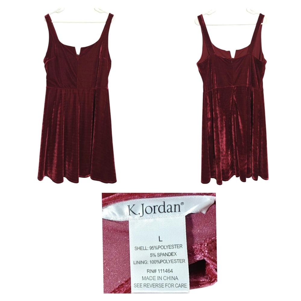 K Jordan Deep Red Velvet Mini Dress